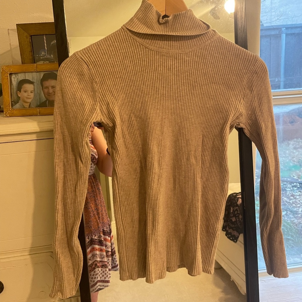 Shein Oatmeal Ribbed Turtleneck